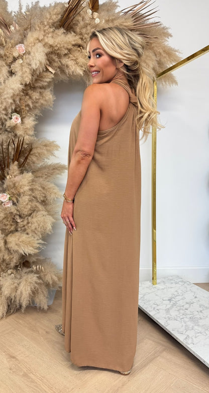 DESIREE CIRCLE GOLD DRESS CAMEL