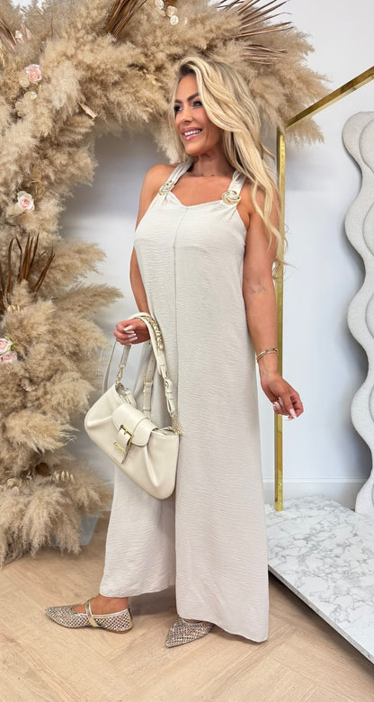 DESIREE CIRCLE GOLD DRESS BEIGE