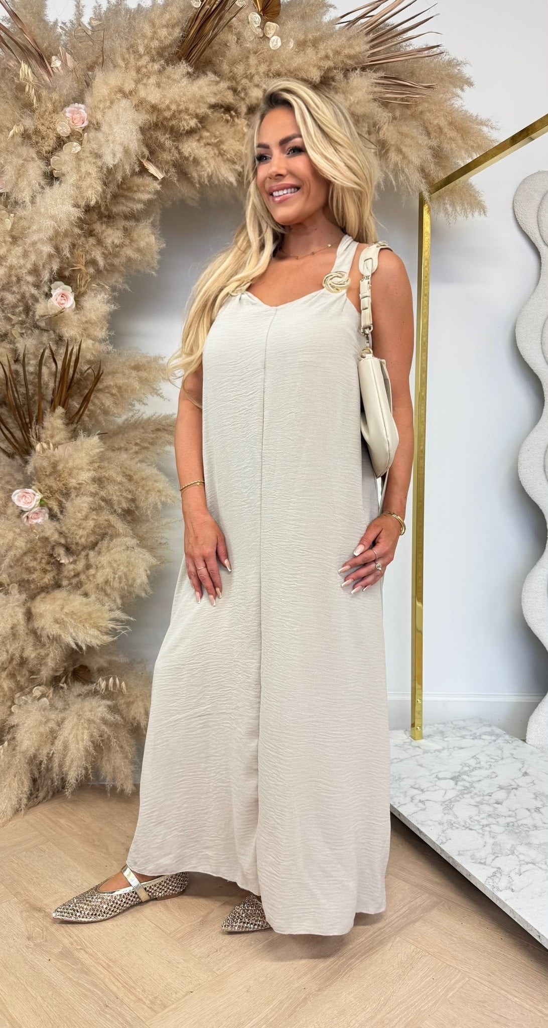 DESIREE CIRCLE GOLD DRESS BEIGE