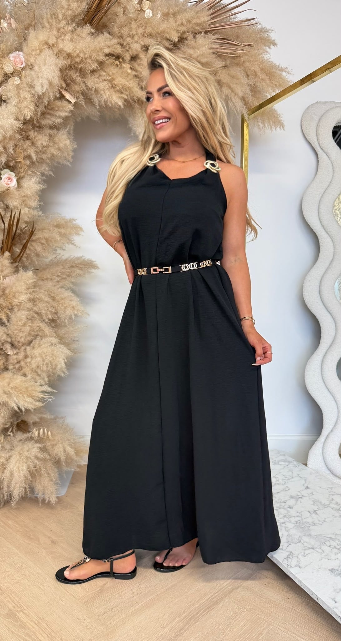 DESIREE CIRCLE GOLD DRESS BLACK