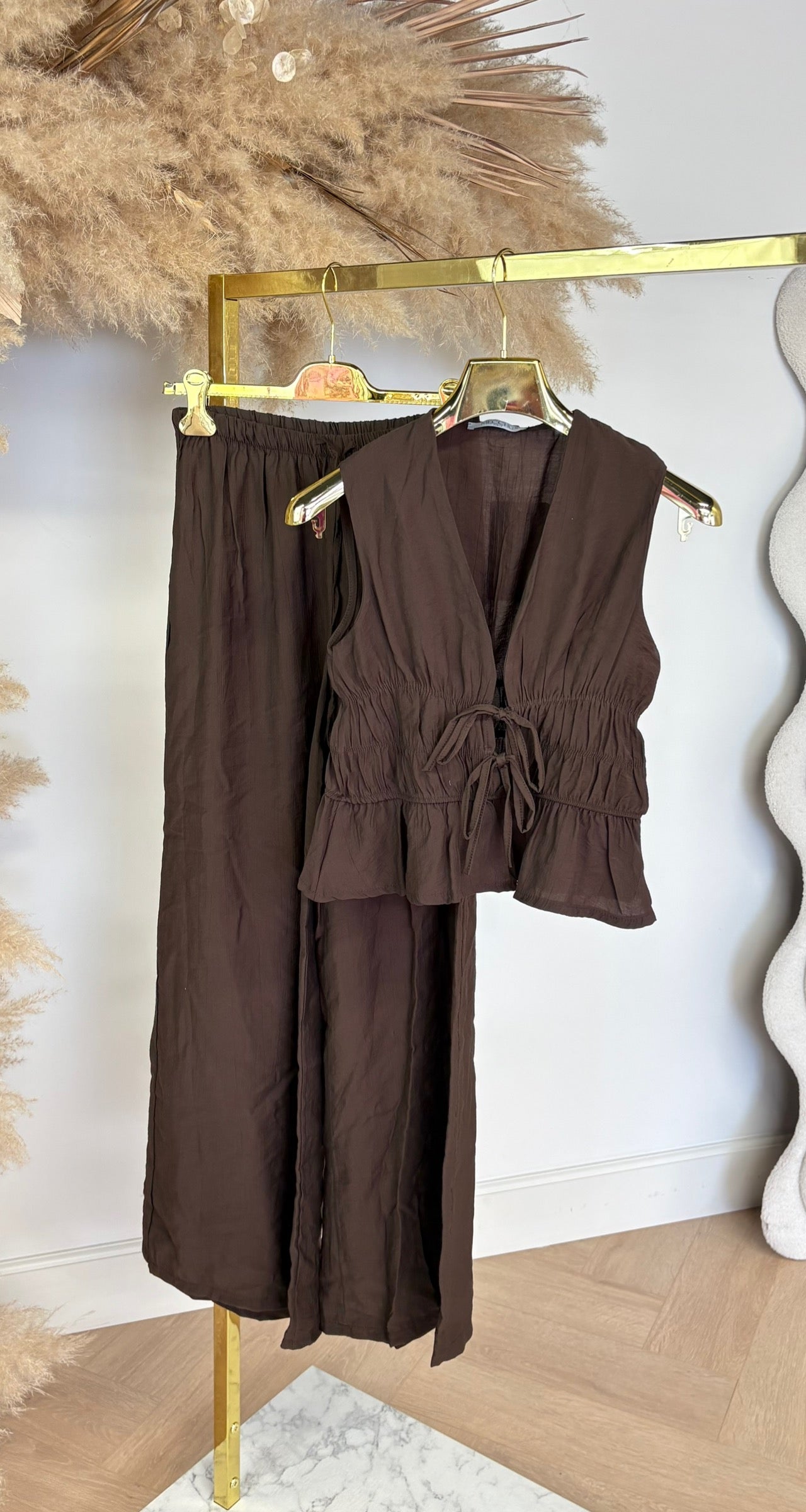 CARMEN SLEEVELESS STRIKJES SET CHOCO