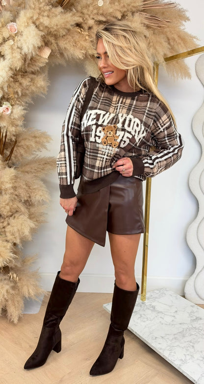 RUIT BEAR NEW YORK SWEAT 1228 BEIGE/CHOCO