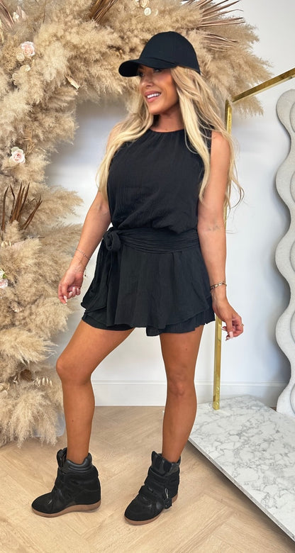 MILLIE LUREX PLAYSUIT BLACK