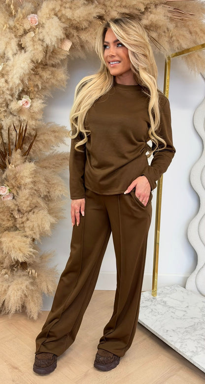 PAMMY FITTED LONGSLEEVE SET KHAKI