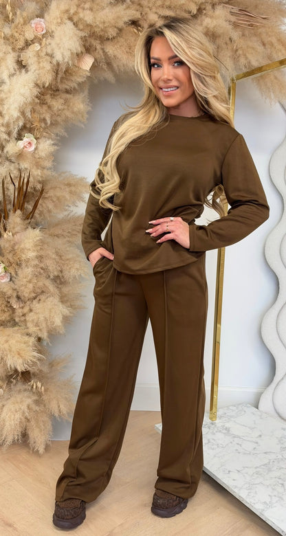 PAMMY FITTED LONGSLEEVE SET KHAKI
