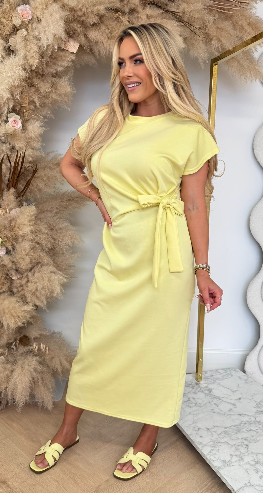 STRIKKY LONG DRESS YELLOW
