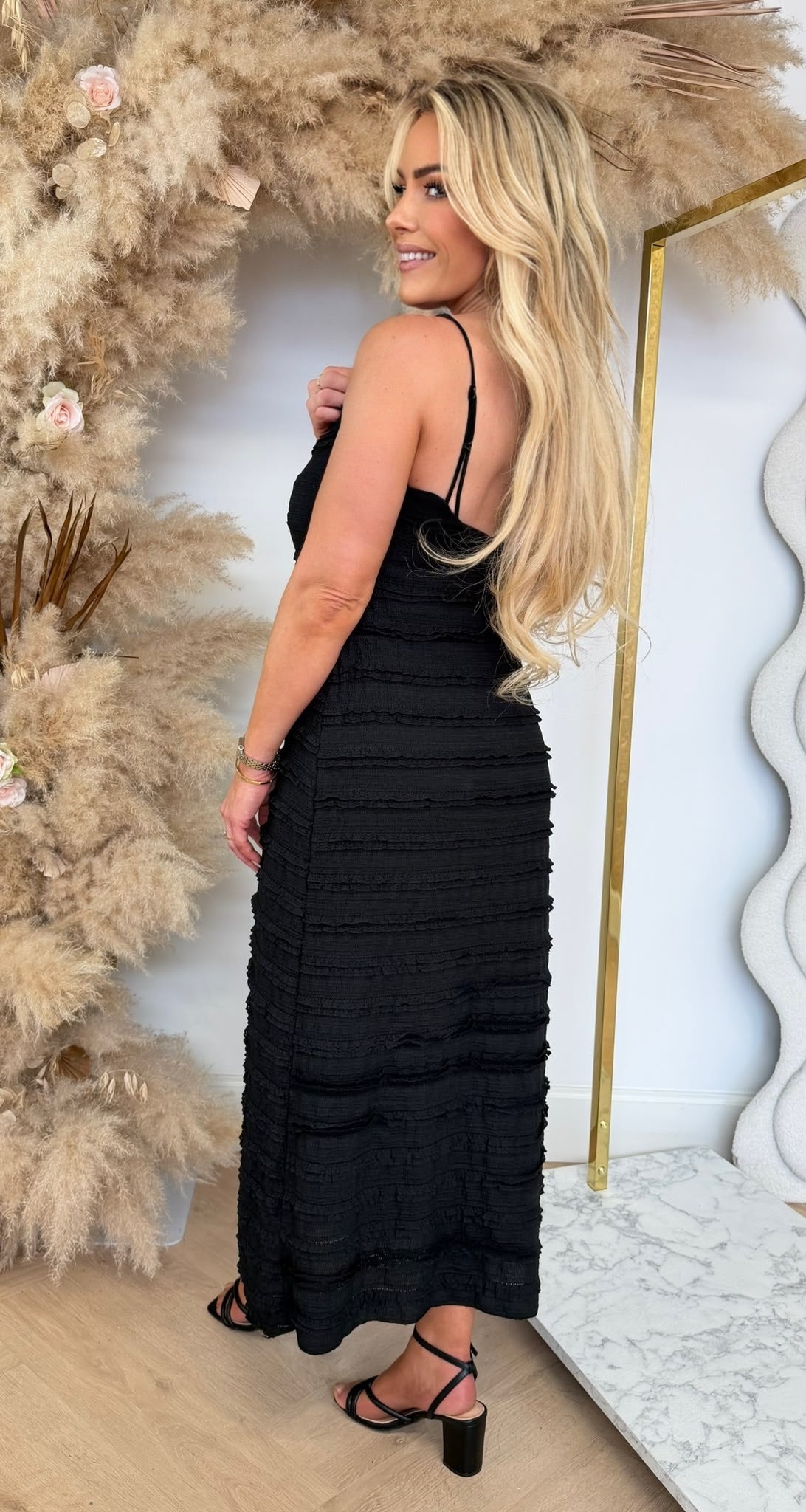 LOOK RUFFLE DRESS BLACK