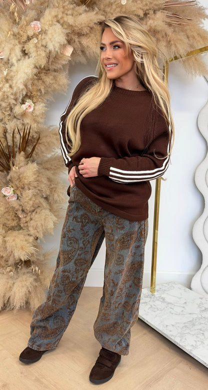 SEMMY STRIPE SWEAT CHOCO