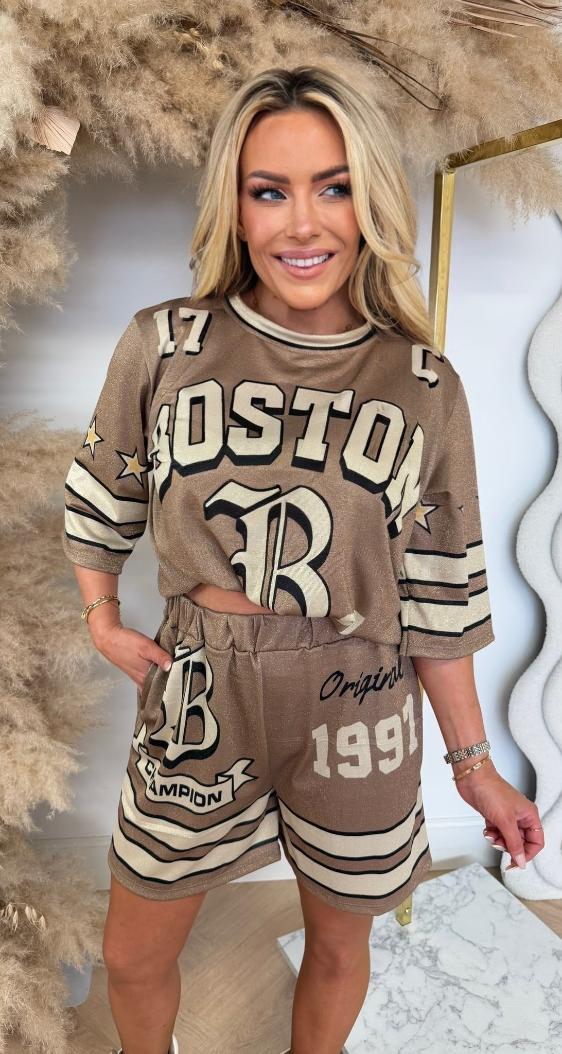 SEVENTEEN BOSTON LUREX SET TAUPE