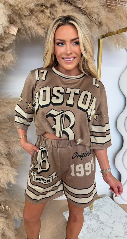SEVENTEEN BOSTON LUREX SET TAUPE