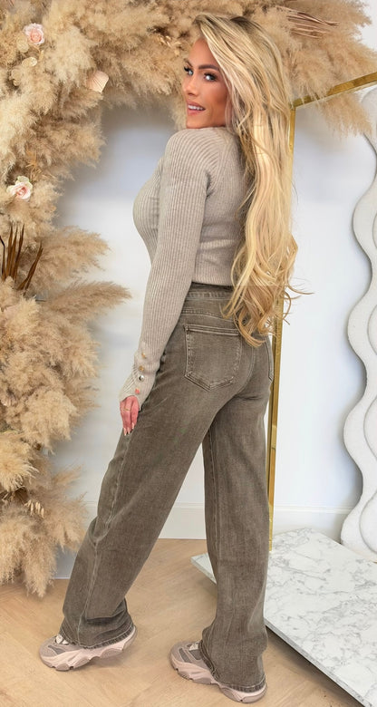 SMALL BUTTON RIB TOP 83568 BEIGE