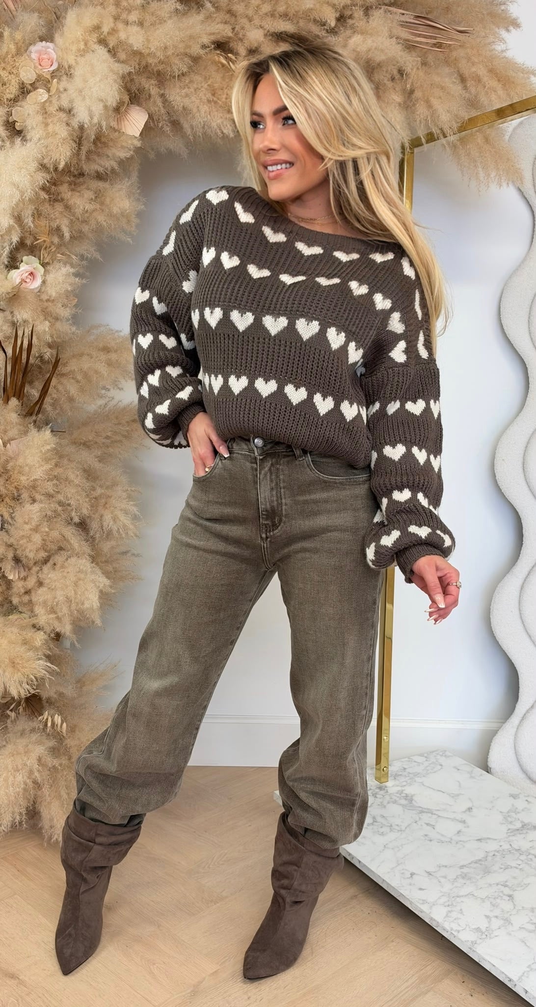 LOVELY HARTJES CROPPED KNIT BROWN