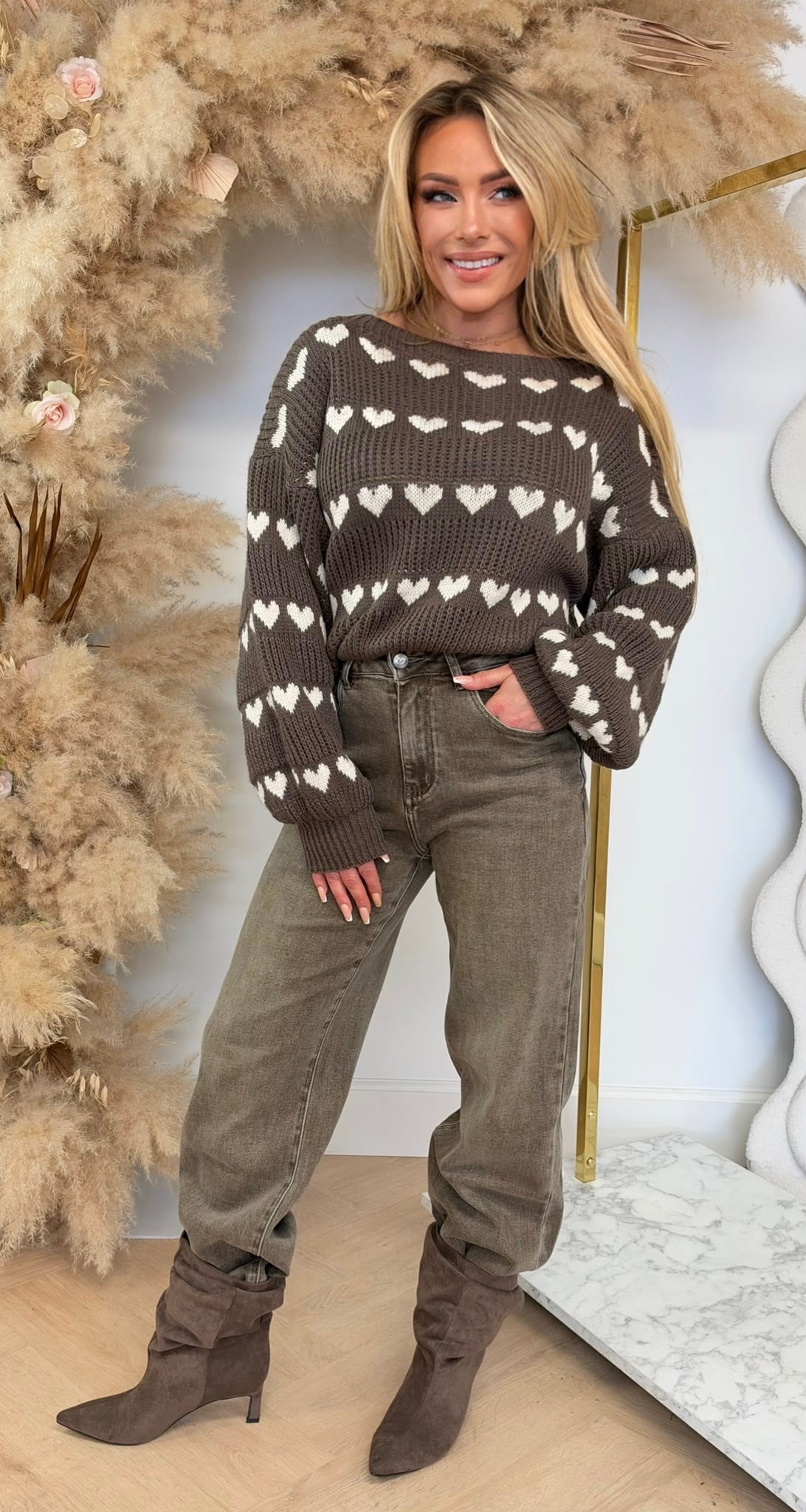 LOVELY HARTJES CROPPED KNIT BROWN