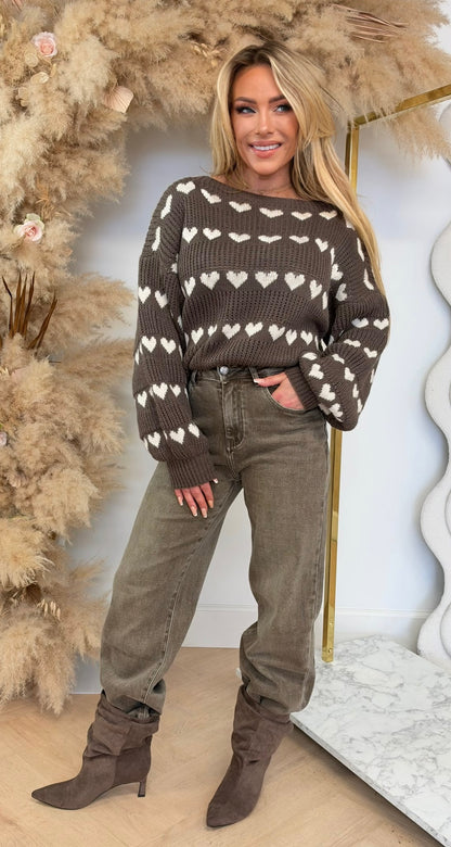 LOVELY HARTJES CROPPED KNIT BROWN