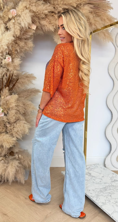 ORANJE NETHERLANDS SEQUIN SHIRT ORANGE