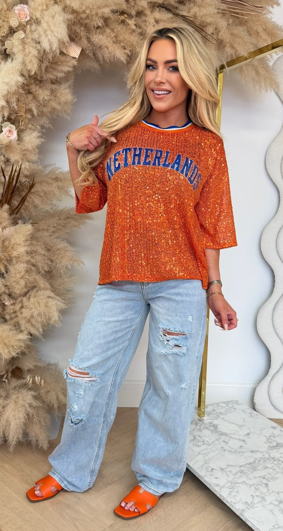 ORANJE NETHERLANDS SEQUIN SHIRT ORANGE