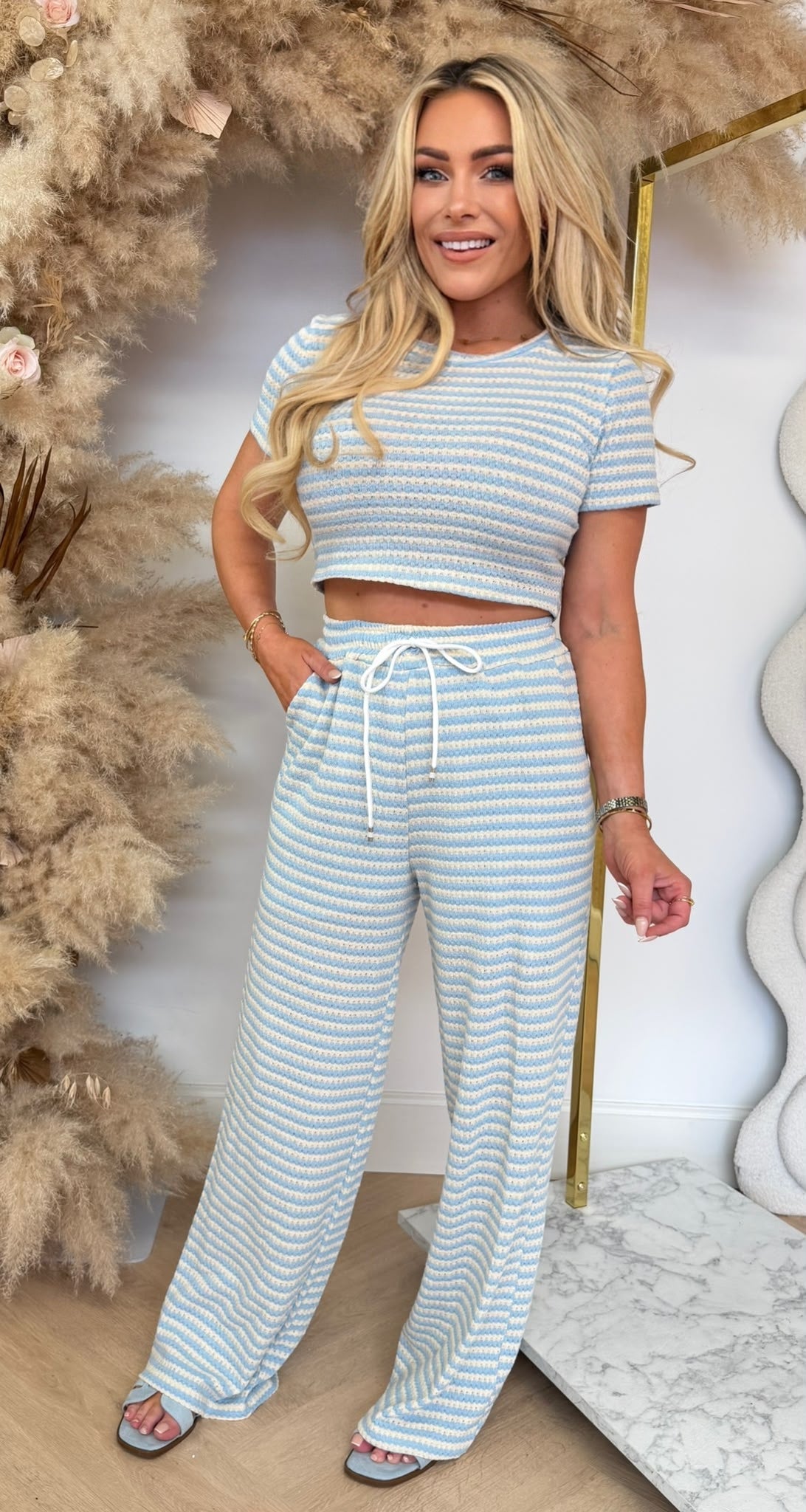 MERYL STRIPE CO-ORD LIGHTBLUE
