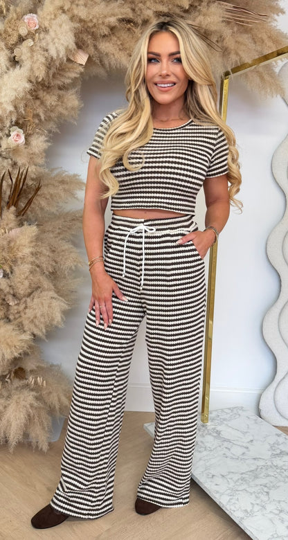 MERYL STRIPE CO-ORD CHOCO