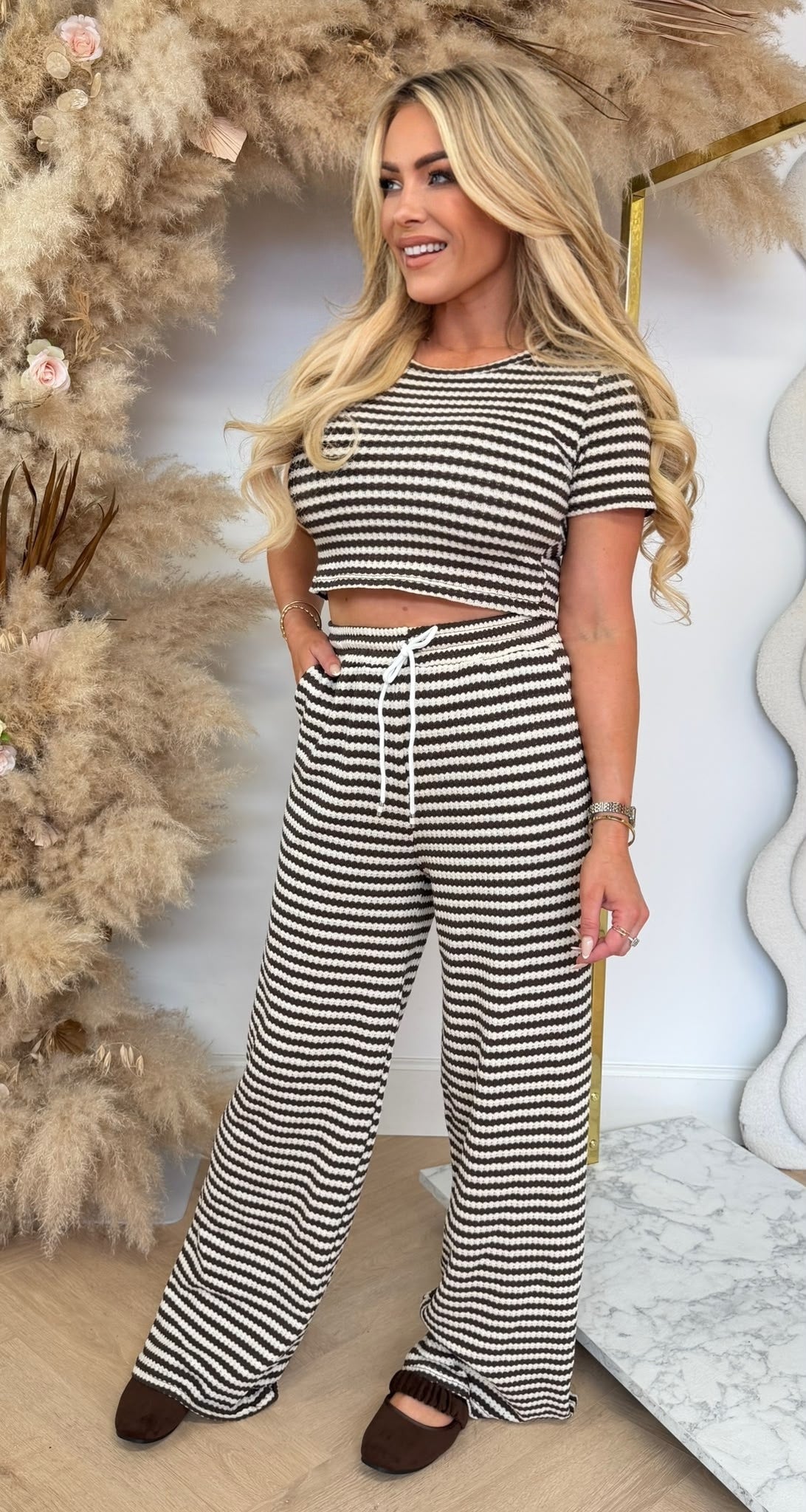 MERYL STRIPE CO-ORD CHOCO