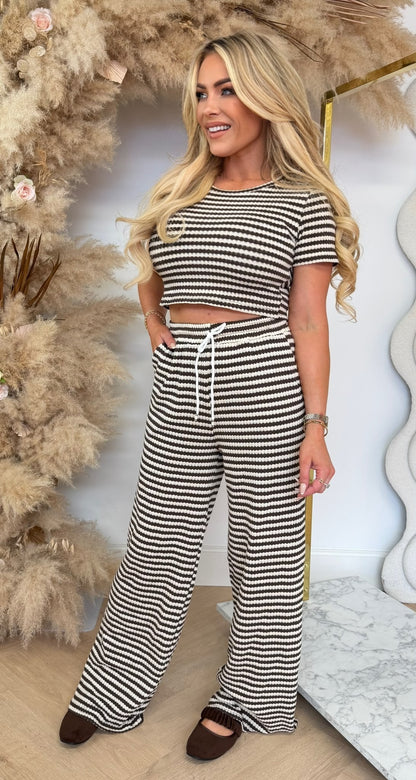 MERYL STRIPE CO-ORD CHOCO