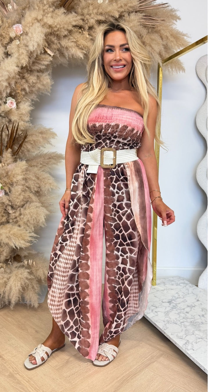 ANIMAL FOLDED JUMPSUIT PINK