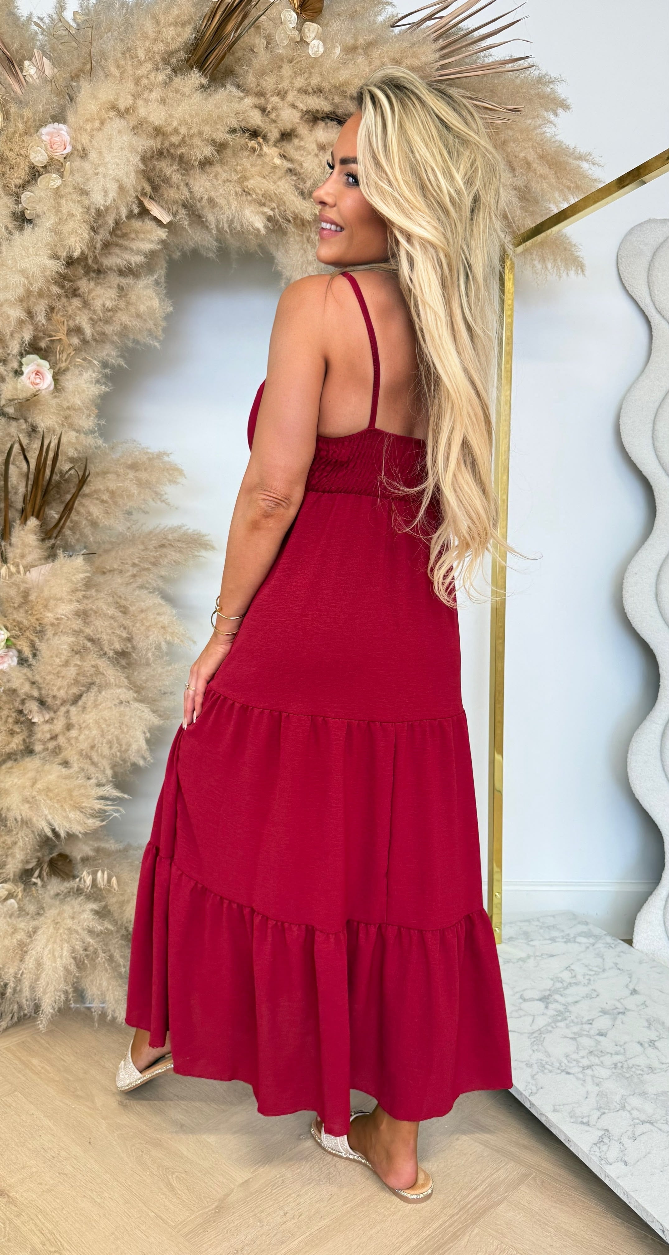 FLOWY MAXI DRESS BORDEAUX