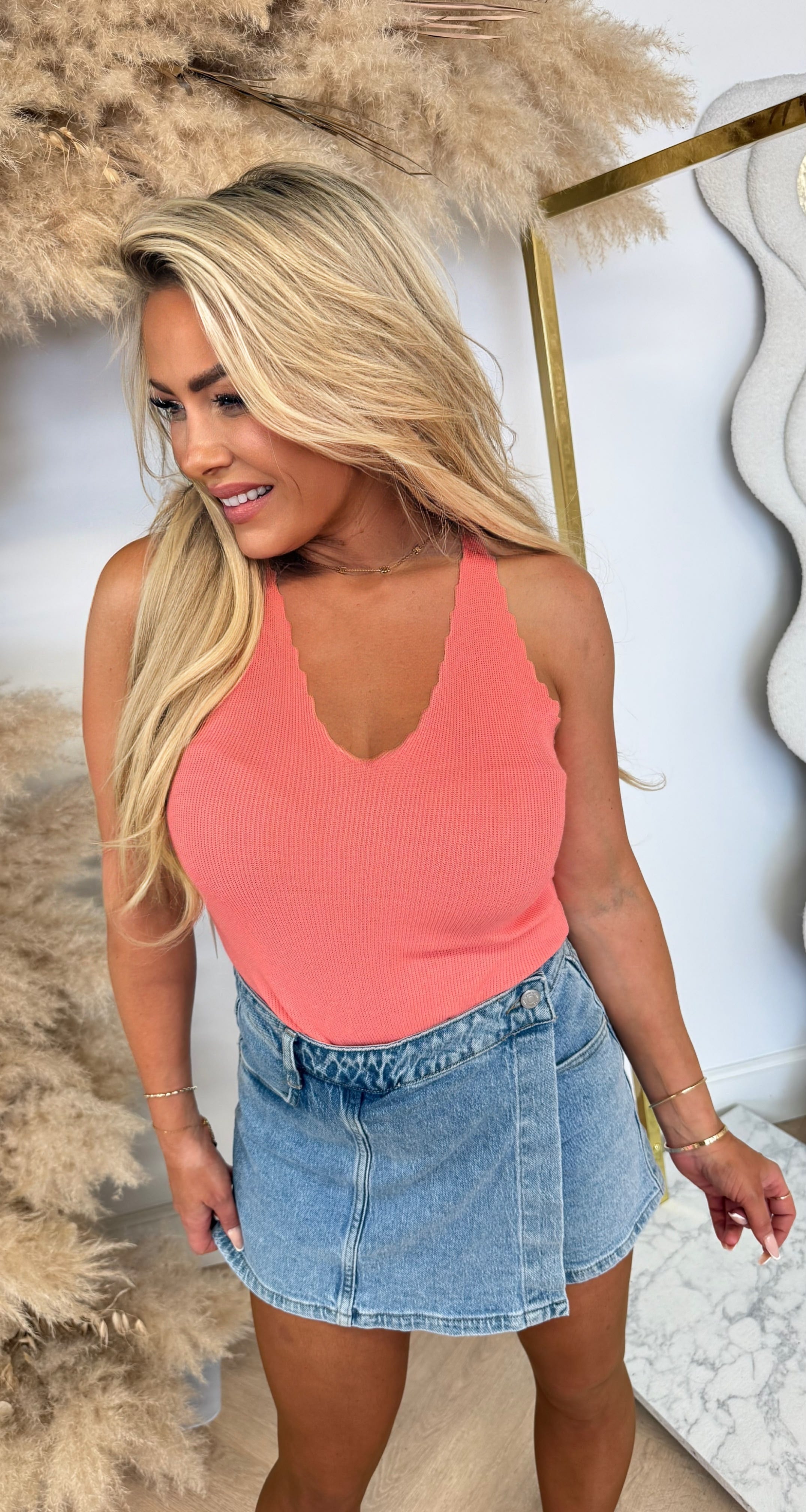 BASIC RIBBED TANKTOP 8792 CORAL