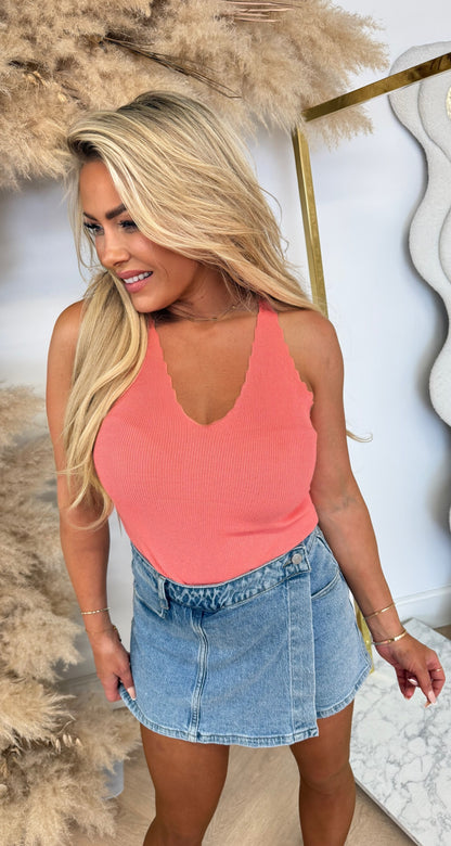 BASIC RIBBED TANKTOP 8792 CORAL