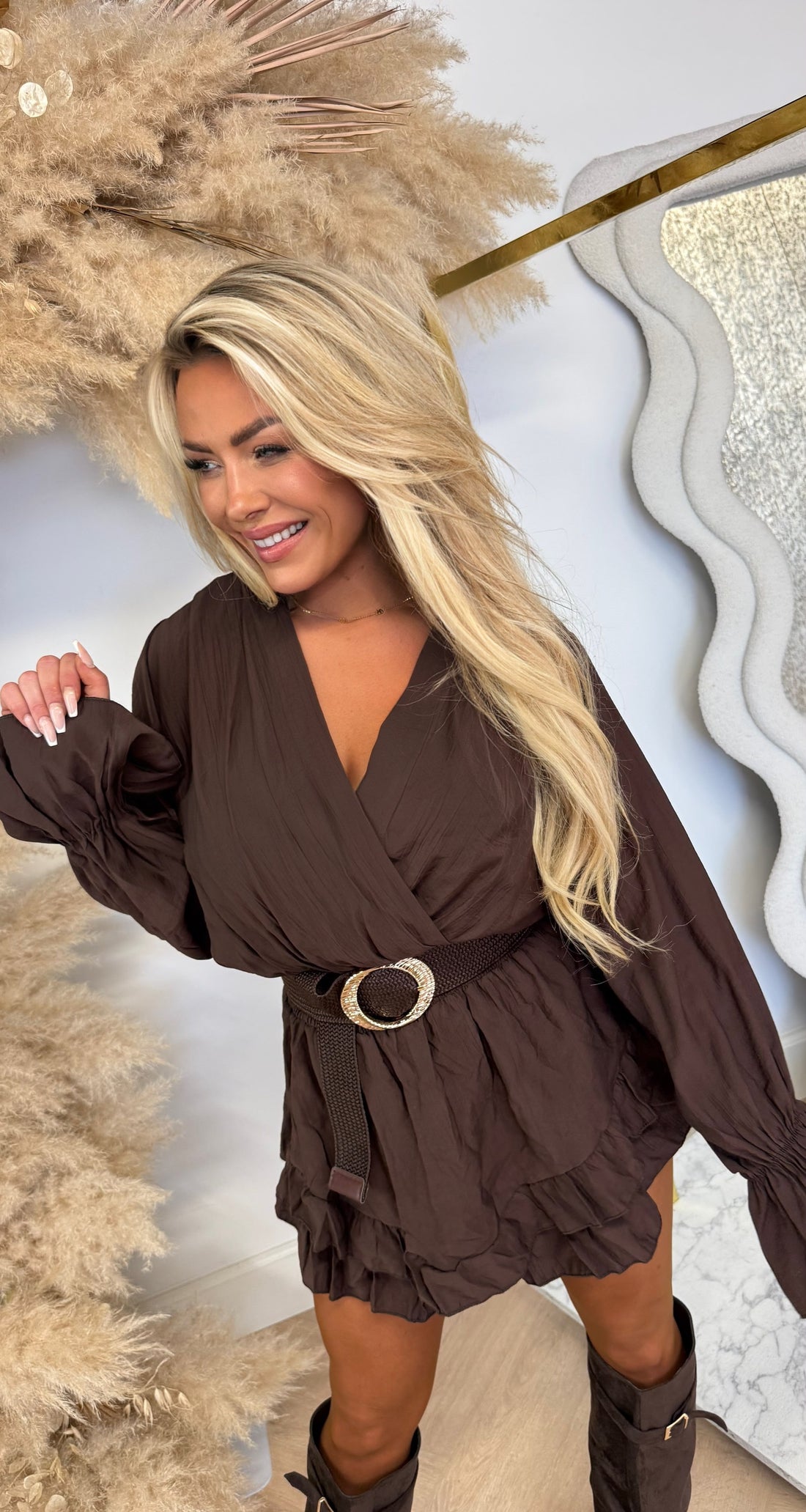 BASIC RUFFLY JUMPER CHOCO