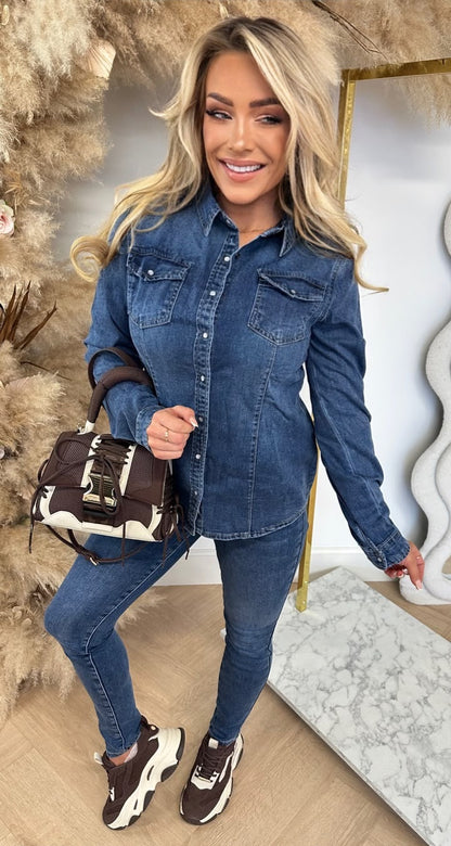 DENIM STRETCH BLOUSE 591 DENIMBLUE