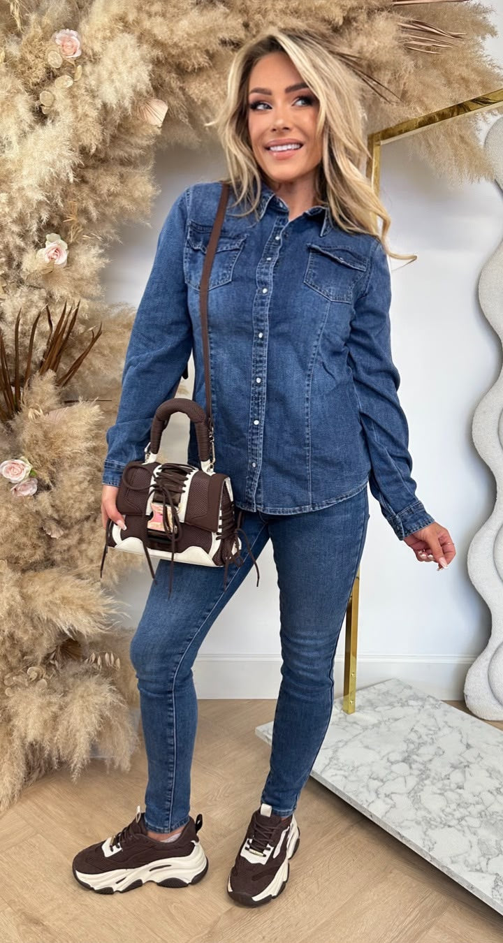 DENIM STRETCH BLOUSE 591 DENIMBLUE