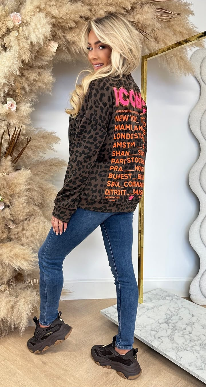 ICO LEOPARD SWEAT CHOCO