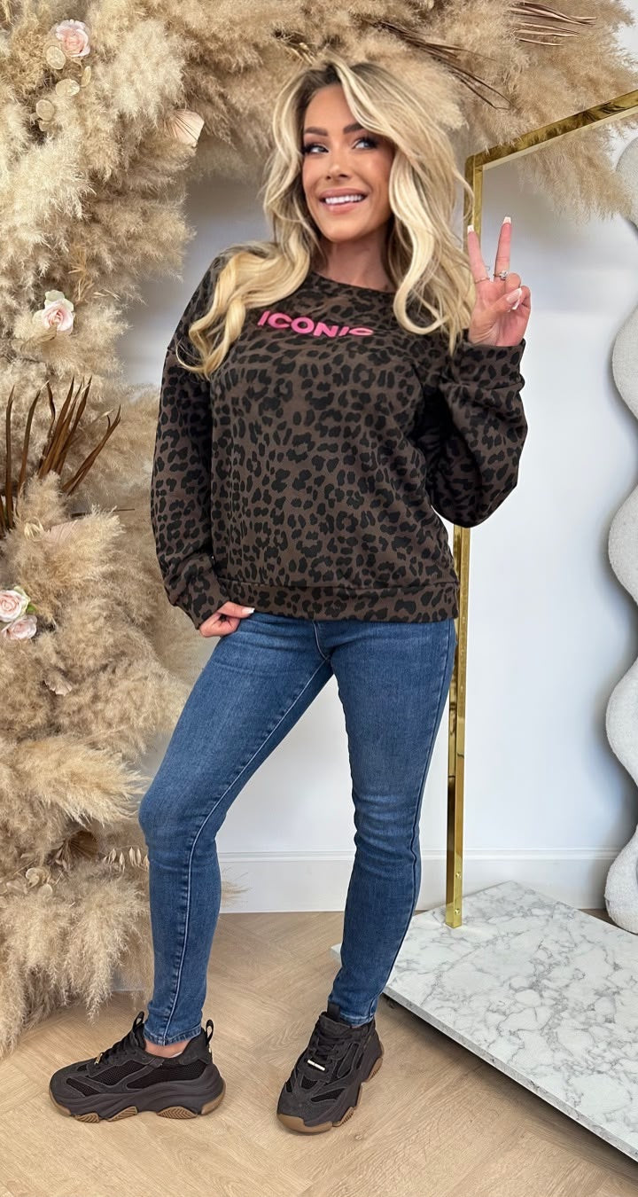 ICO LEOPARD SWEAT CHOCO