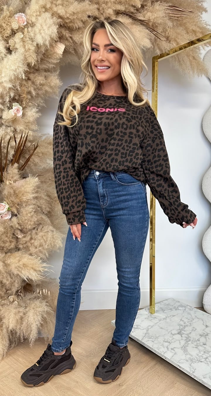 ICO LEOPARD SWEAT CHOCO