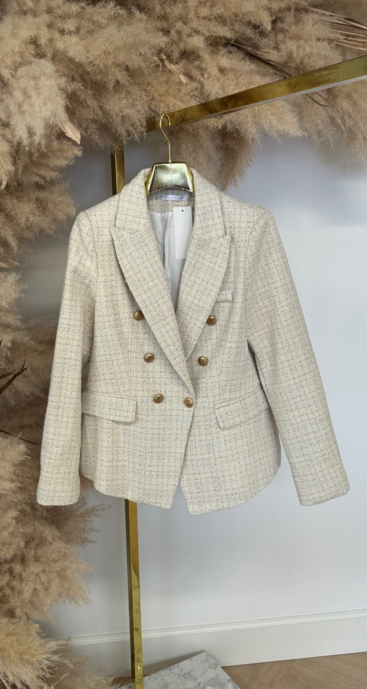 TWEED BLAZER LIGHTBEIGE