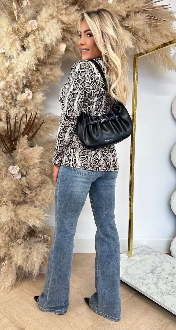 JACKY WATERFALL PRINT TOP SNAKE