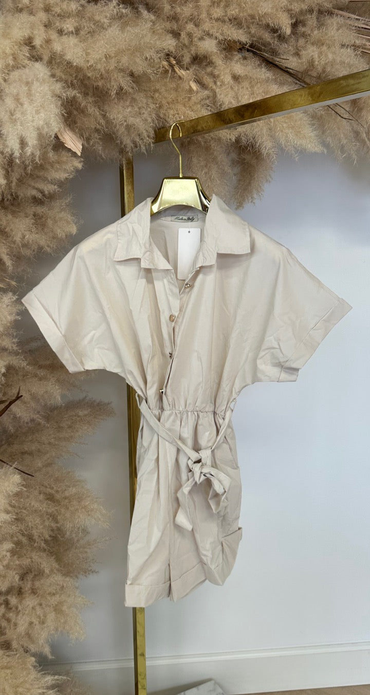 BUTTONY BASIC PLAYSUIT BEIGE