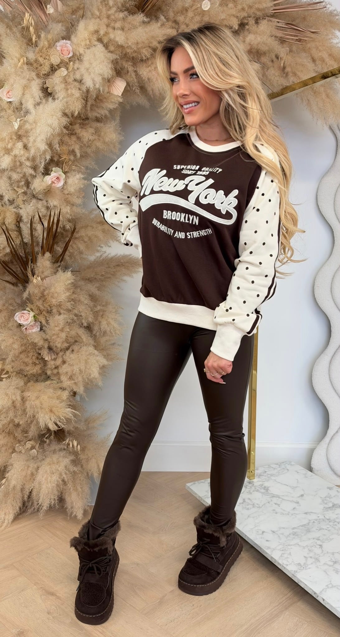 NY BROOKLYN DOTS SWEAT 8011656 APRICOT