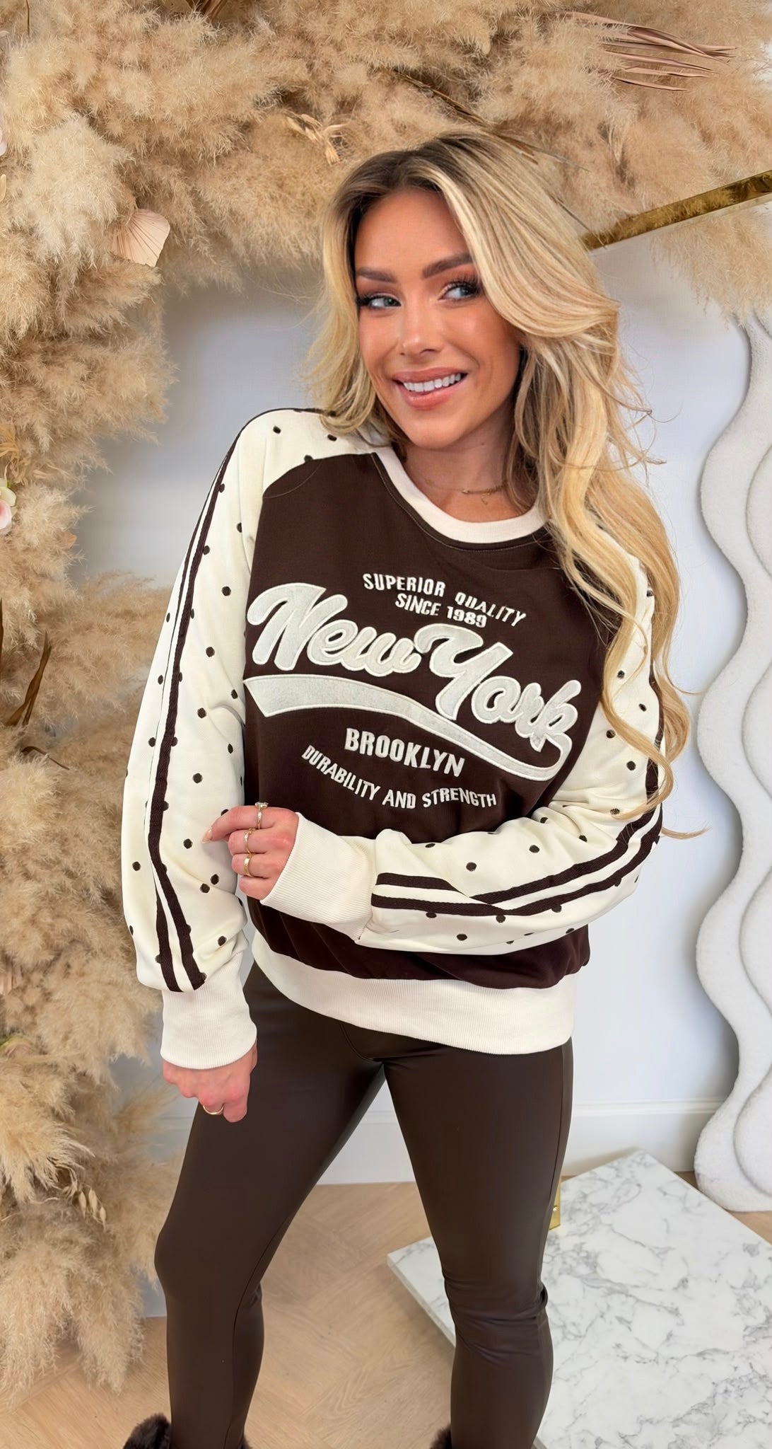 NY BROOKLYN DOTS SWEAT 8011656 APRICOT