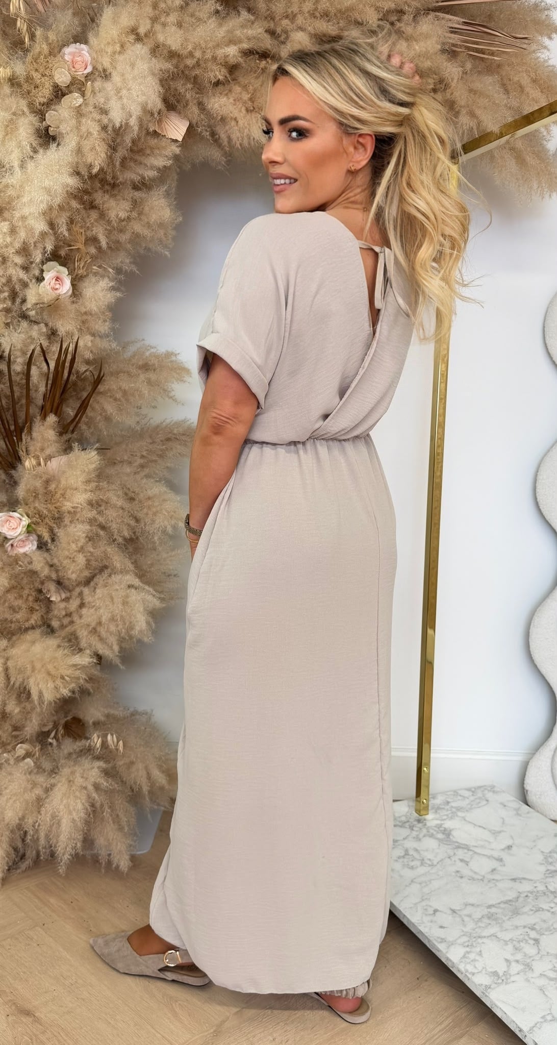BORDY DRESS BEIGE