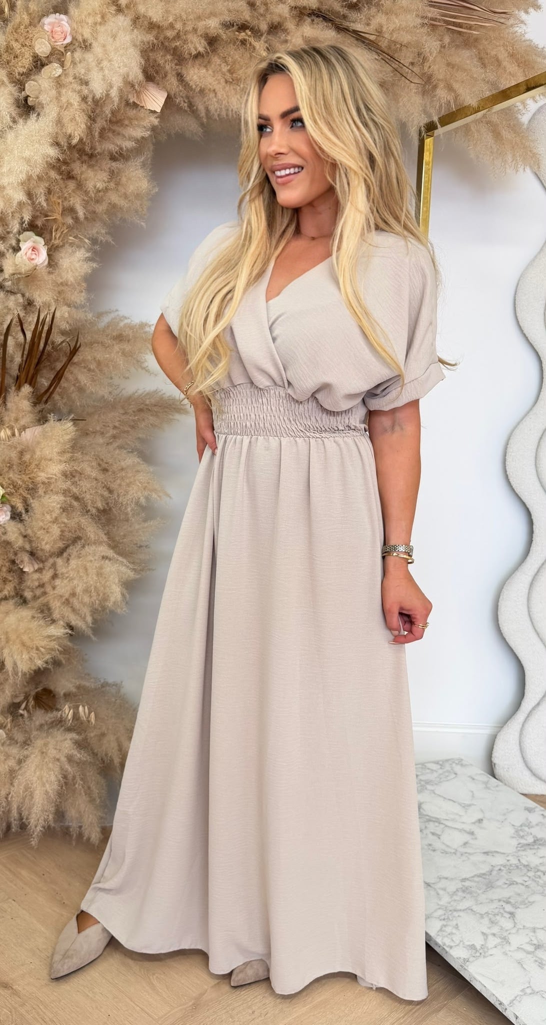 BORDY DRESS BEIGE