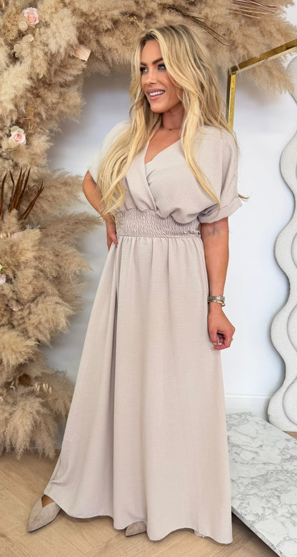 BORDY DRESS BEIGE