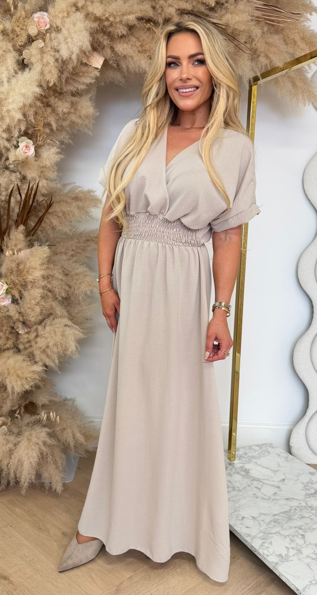 BORDY DRESS BEIGE