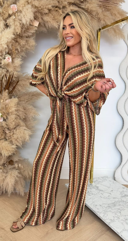 DREAMY SUMMER KNOOP CO ORD SET BROWN