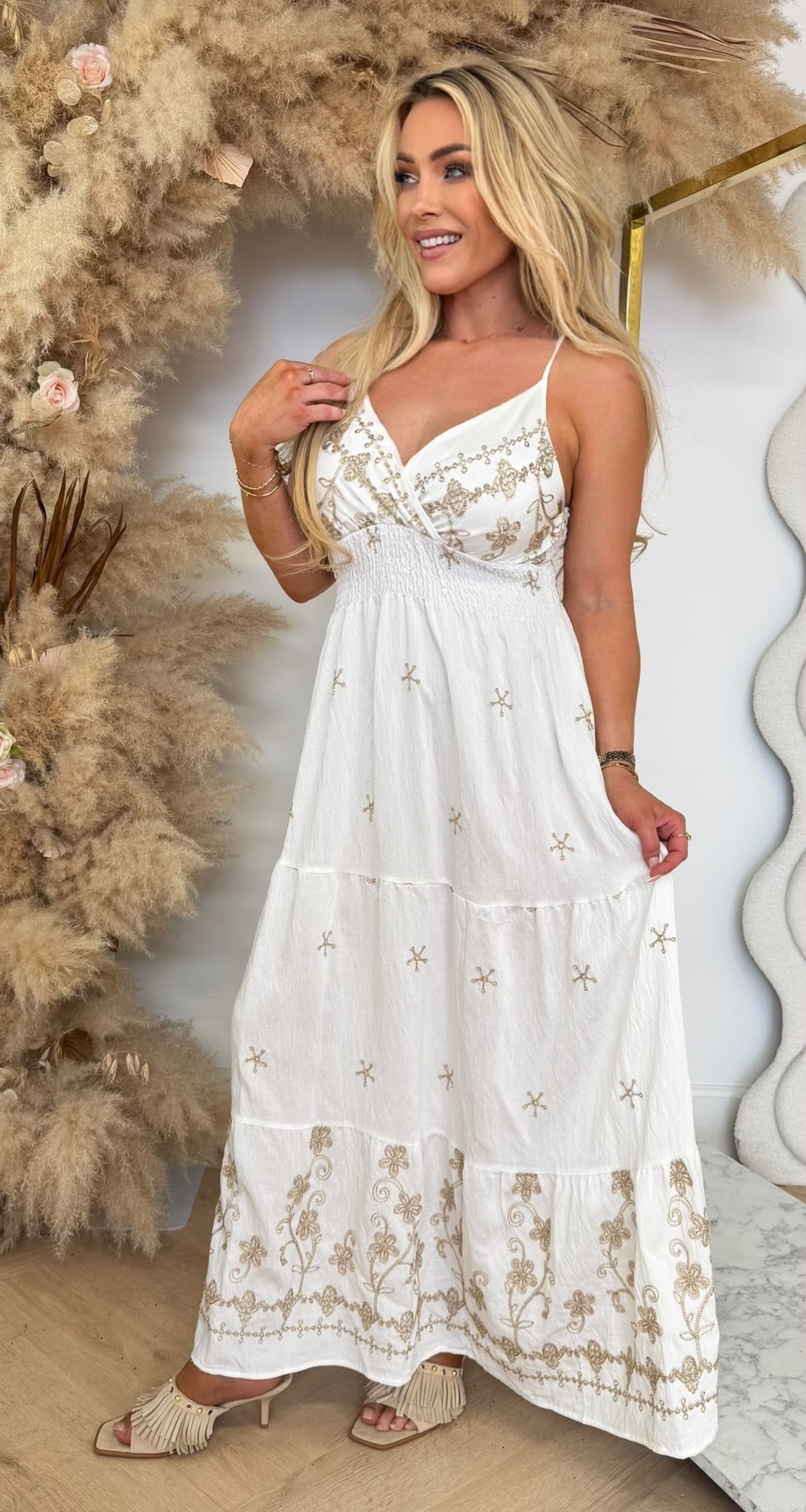 FLOWER BRODERIE DRESS 9763 OFFWHITE
