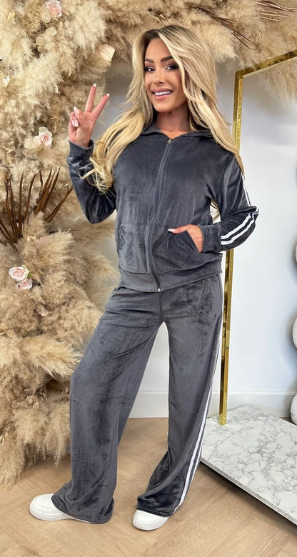 VELVET STRIPE SET 1019 GREY