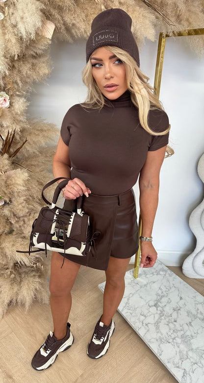 TURTLE NECK TEE 9165 CHOCO