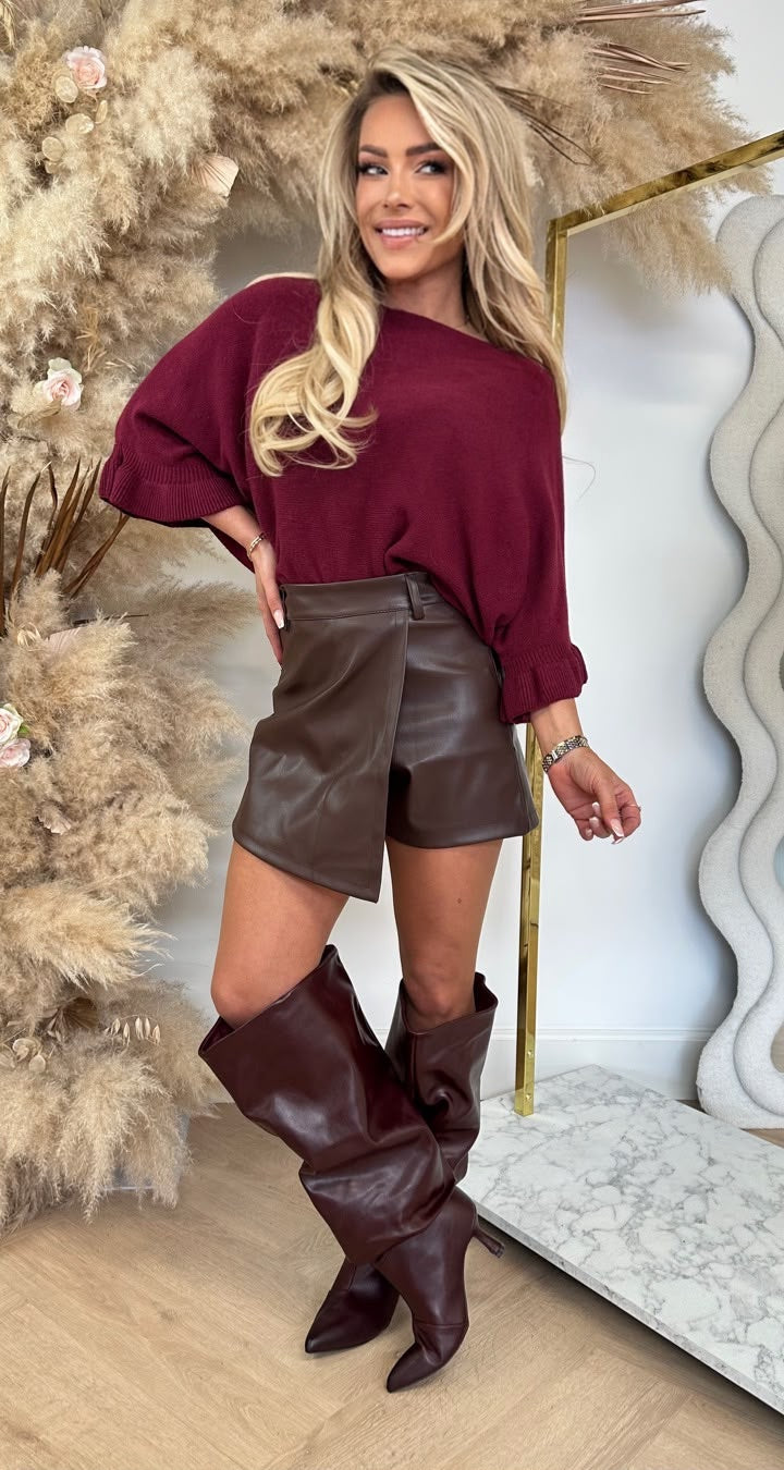 FLEUR RUFFLE SWEAT BORDEAUX