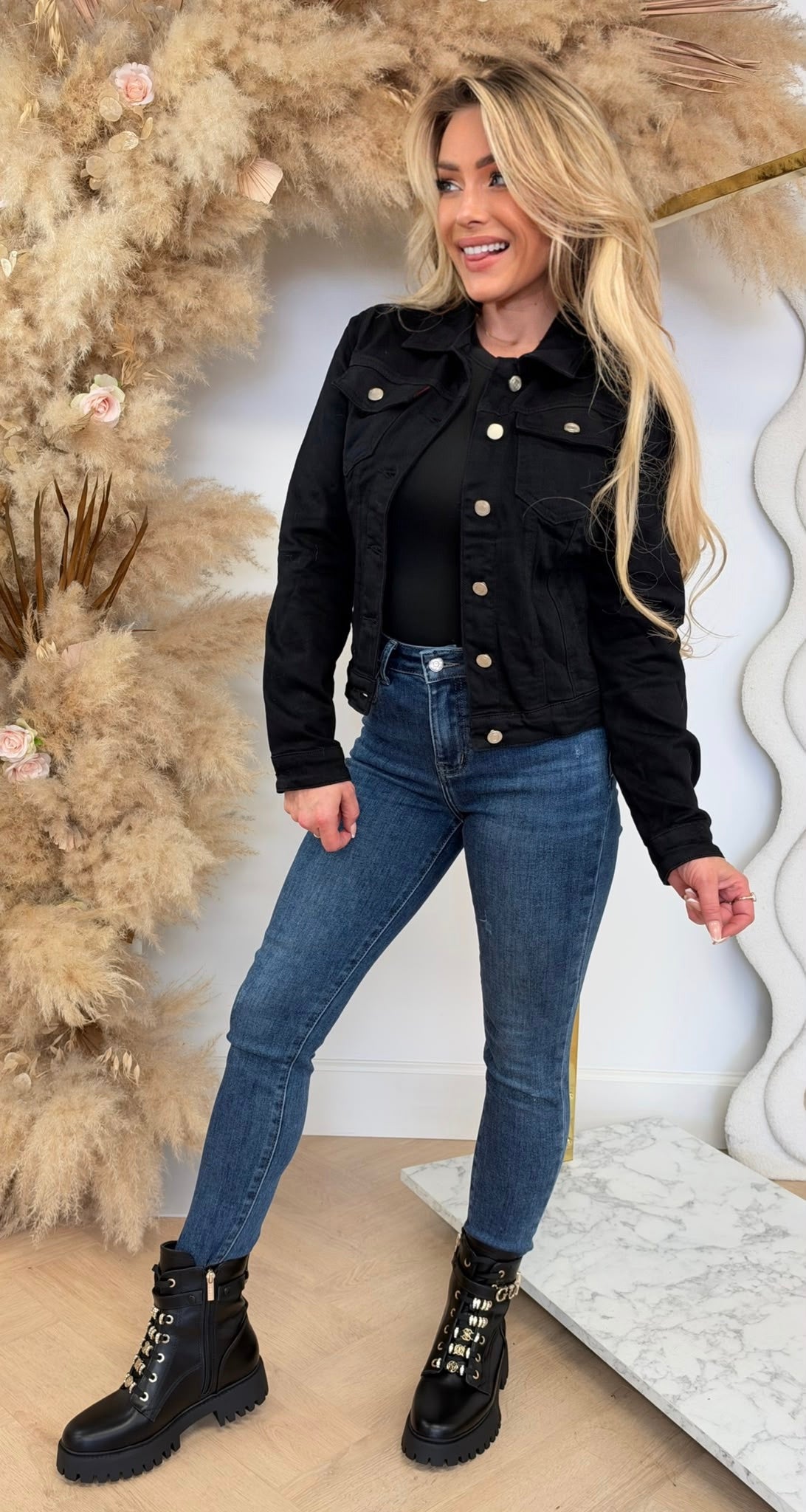 BASIC DENIM JACKET 6671A BLACK