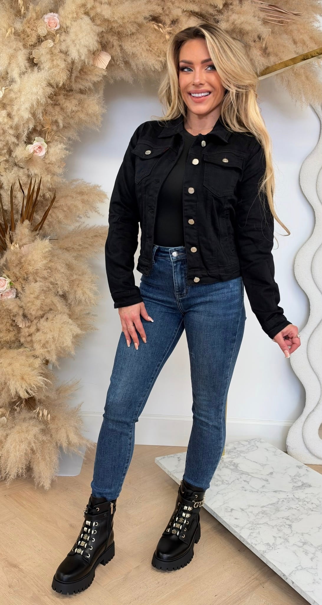 BASIC DENIM JACKET 6671A BLACK